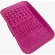 Silicone Makeup Brushes Cleaning Mat, Pink Handheld Cosmetic Scrubber Pad, Portable Washing Tool Brush Cleaner Rose Red1pcs