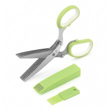 Ensemble de ciseaux à herbes - Accessoires de cuisine pratiques et originaux - Ciseaux de cuisine en acier inoxydable à 5 lames + étui
