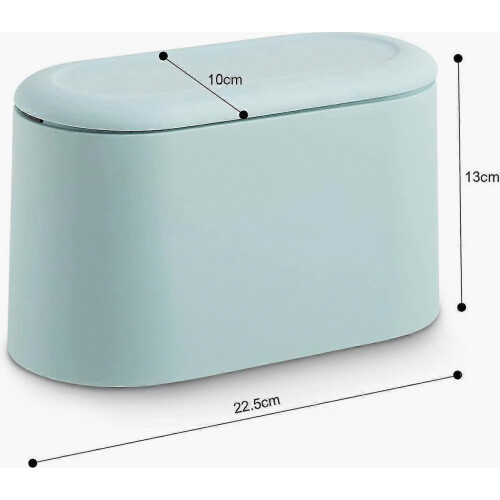 Small Universal Desktop Trash Can With Button Lid For Kitchen, Bedroom, Bathroom, Office, Etc. (sky Blue) 2