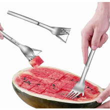 2-in-1 Wassermelonenschneider & -schneider, Obstgabel aus Edelstahl für die Küche