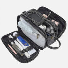 Trousse de toilette en cuir résistant à l'eau pour homme, grande trousse de voyage pour le rasage, idéale pour la salle de bain et la s