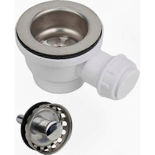 White 70mm Sink Strainer with Removable Basket and Plastic Flange Waste Kit for Kitchen Use 1