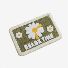 Non-Slip Extra Soft  Doormat Washable,  Shower Toilet Bath Rugs mats Set -Daisy Flower(green)