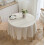 Solid Round Tablecloth with Tassels for Table Decoration(Round 60 Inch, Beige) 2
