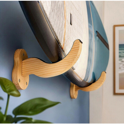 Wall-Mounted Surfboard Storage Rack 2 Pack with Protective Padding, Multi-Functional Organizer for Garage or Shed 1