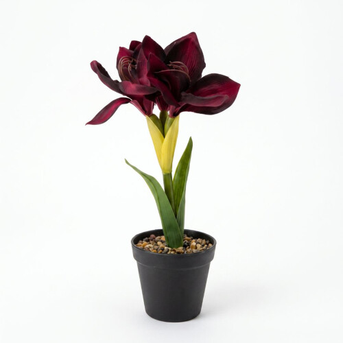 Homescapes Faux Red Amaryllis in Pot, 36 cm