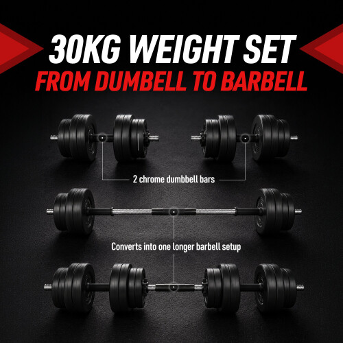 GYM MASTER Adjustable Dumbbell & Barbell Set 1
