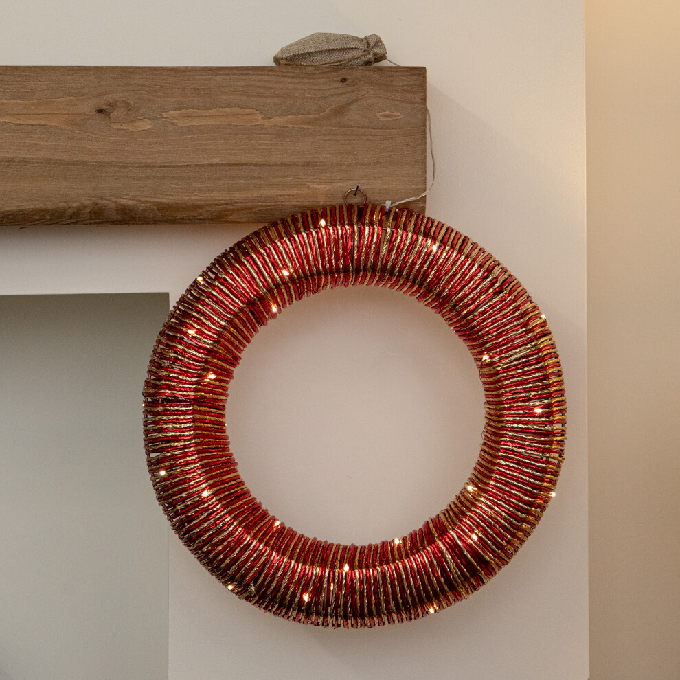Samuel Alexander Unisex Red 40Cm Light Up Christmas Wreath With Warm White Leds In - Image 4
