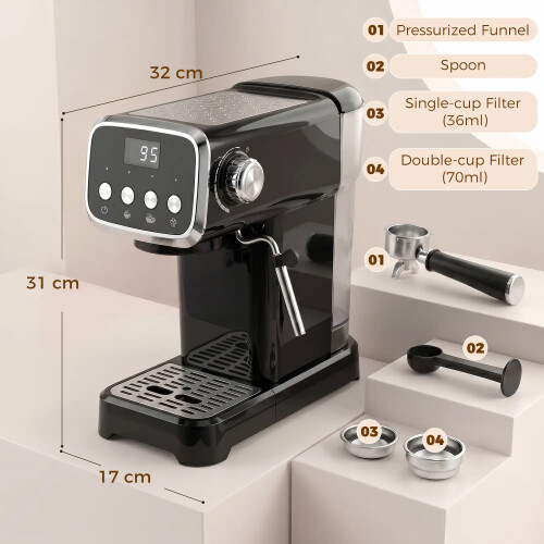 1.2L Espresso Machine Coffee Maker in Black 2