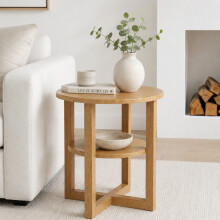Small Oak Side Lamp Plant Coffee Table Furniture