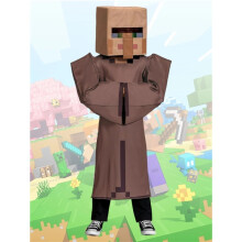 (XL (Height: 135-145cm), Villager) NEW Kids Minecraft Halloween Cosplay Costume Jumpsuit Fancy Dress Party Outfit