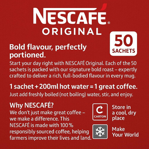 Nescafe Nescafe Original Coffee Sachets 50 x 1.2g 2