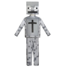 (XL (Height: 135-145cm), Skeleton) NEW Kids Minecraft Halloween Cosplay Costume Jumpsuit Fancy Dress Party Outfit