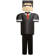 (M (Height: 115-125cm), Black Suit) NEW Kids Minecraft Halloween Cosplay Costume Jumpsuit Fancy Dress Party Outfit