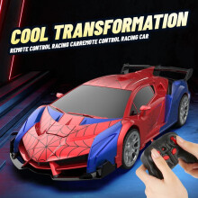 (red) RC Spider Transform Remote Control Car, 2-in-1 Rechargeable Electric Racing Robot Toy for Boys