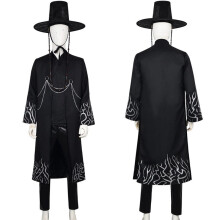 (Performance Costume + Hat, L) Kids K-POP Demon Hunters Costume Wig Hat Book Week Boys Idol Jinu Cosplay Saja