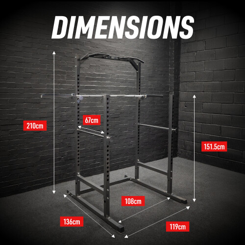GYM MASTER Heavy Duty Half Power Cage Squat Rack Bench Press Pull Up Dip Station 2