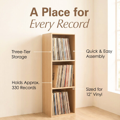 Charles Jacobs (Extra Large) Charles Jacobs Vinyl 12" LP Record Cube Storage Box Unit Oak 1