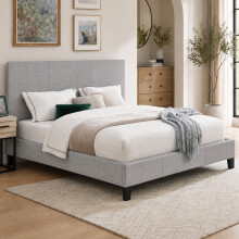 (5ft Kingsize, No Mattress) Modern Fabric Bedframe Light Grey