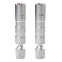 2X Extend Socket Wrench 12 Angle Repairing Removal Tool Thin Wall 3/8Inch Drive Sockets Auto Repair Tool 14mm