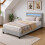 Comfy Living (3ft Single, With Lucy Mattress) Light Grey Fabric Modern Bed Frame With LED 3ft 4ft 4ft6 5ft 3