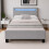 Comfy Living (3ft Single, With Lucy Mattress) Light Grey Fabric Modern Bed Frame With LED 3ft 4ft 4ft6 5ft 2