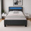 Comfy Living (3ft Single, No Mattress) Dark Grey Fabric Modern Bed Frame With LED 3ft 4ft 4ft6 5ft 2