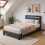 Comfy Living (3ft Single, No Mattress) Dark Grey Fabric Modern Bed Frame With LED 3ft 4ft 4ft6 5ft 3
