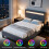 Comfy Living (3ft Single, No Mattress) Dark Grey Fabric Modern Bed Frame With LED 3ft 4ft 4ft6 5ft 4