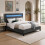 Comfy Living (4ft Small Double, No Mattress) Dark Grey Fabric Modern Bed Frame With LED 3ft 4ft 4ft6 5ft 1