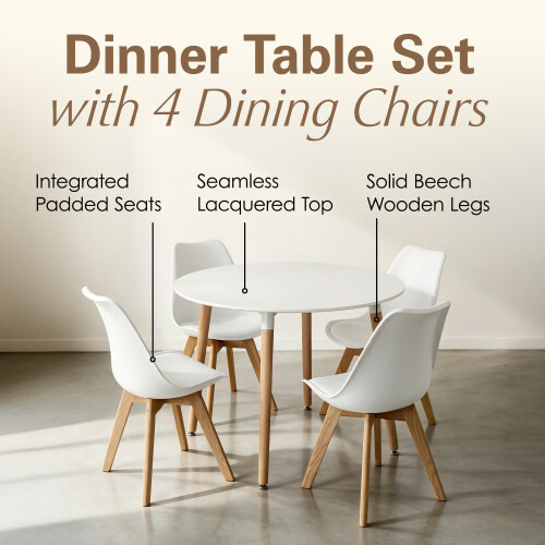 Charles Jacobs (White) 5pc Charles Jacobs Beech Dining Set 2