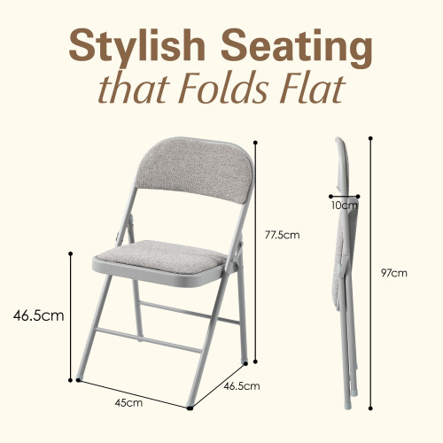 Charles Jacobs (6) Charles Jacobs Folding Chair Cushioned Fabric Office Reception Padded Grey Frame 2