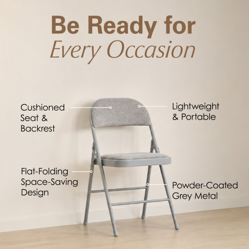 Charles Jacobs (4) Charles Jacobs Folding Chair Cushioned Fabric Office Reception Padded Grey Frame 1