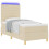 VidaXL vidaXL LED Boxspringbett mit Kopfteil Creme 90 x 190 cm Stoff 3
