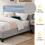 Comfy Living (4ft6 Double, No Mattress) Light Grey Fabric Modern Bed Frame With LED 3ft 4ft 4ft6 5ft 5