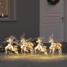 vidaXL LED Reindeers 4 pcs 80 LEDs Multicoulur 44 x 18 x 65.5 cm PET