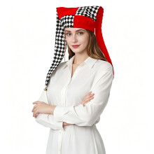 Jester Hat with Bells Harlequin Diamond Pattern for Halloween Christmas Costume Accessory