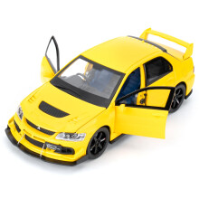 1:32 Mitsubishi Lancer Evolution Diecast Car, Zinc Alloy Pull Back Vehicle Toy with Sound & Light, Collectible Toy for Kids Adults, Yellow