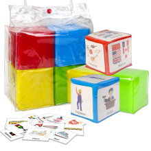 Large Foam Dice 4 Pcs, Story Conversation Cubes for Kids, Soft Playing Game Dices, Playing Game Big Dice for Classroom Teaching