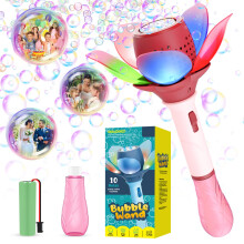 Electric Flower Bubble Wand, Automatic Light Up Bubble Machine for Kids 10000+ Bubbles with Battery/120ml Solution