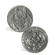 Memento Mori Coin - Eternal Passage Memento Vivere Coin with Bat Skull Hourglass Design- Stoic EDC Challenge Coin for Daily Practice