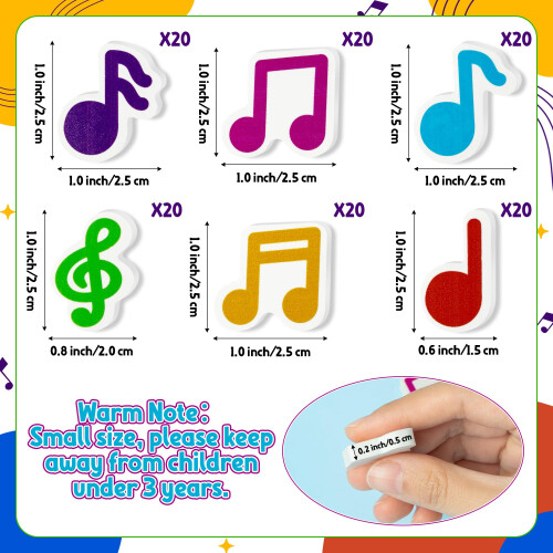 120Pcs Music Mini Eraser Bulk - Musical Note Pencil Rubber Eraser 1