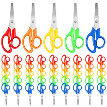 50 Pack 5 Inch Safety Blunt Tip Scissors, Left and Right Hand Compatible, Comfort Grip for Classroom, Teacher, Learner, Craft Paper Cutting