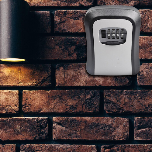 True Face (12x9.5x4.5cm, Grey) Wall Mounted Key Lock Box 4 Digit Combination Lock 2