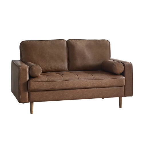 Henley 2 Seater Sofa Brown Faux Leather 1