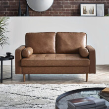 Henley 2 Seater Sofa Brown Faux Leather