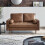 Henley 2 Seater Sofa Brown Faux Leather 1