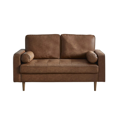 Henley 2 Seater Sofa Brown Faux Leather 2