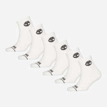 Timberland Men White Quarter Performance Socks 6 Pack Ribbed Athletic Logo Brand New