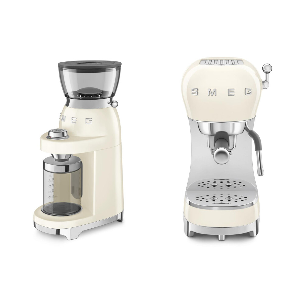 Smeg Unisex Cream 50'S Style Coffee Grinder & Espresso Coffee Machine In - Image 3